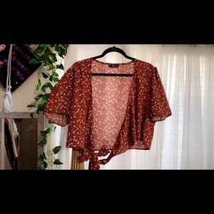 SHEIN Plus front tie blouse